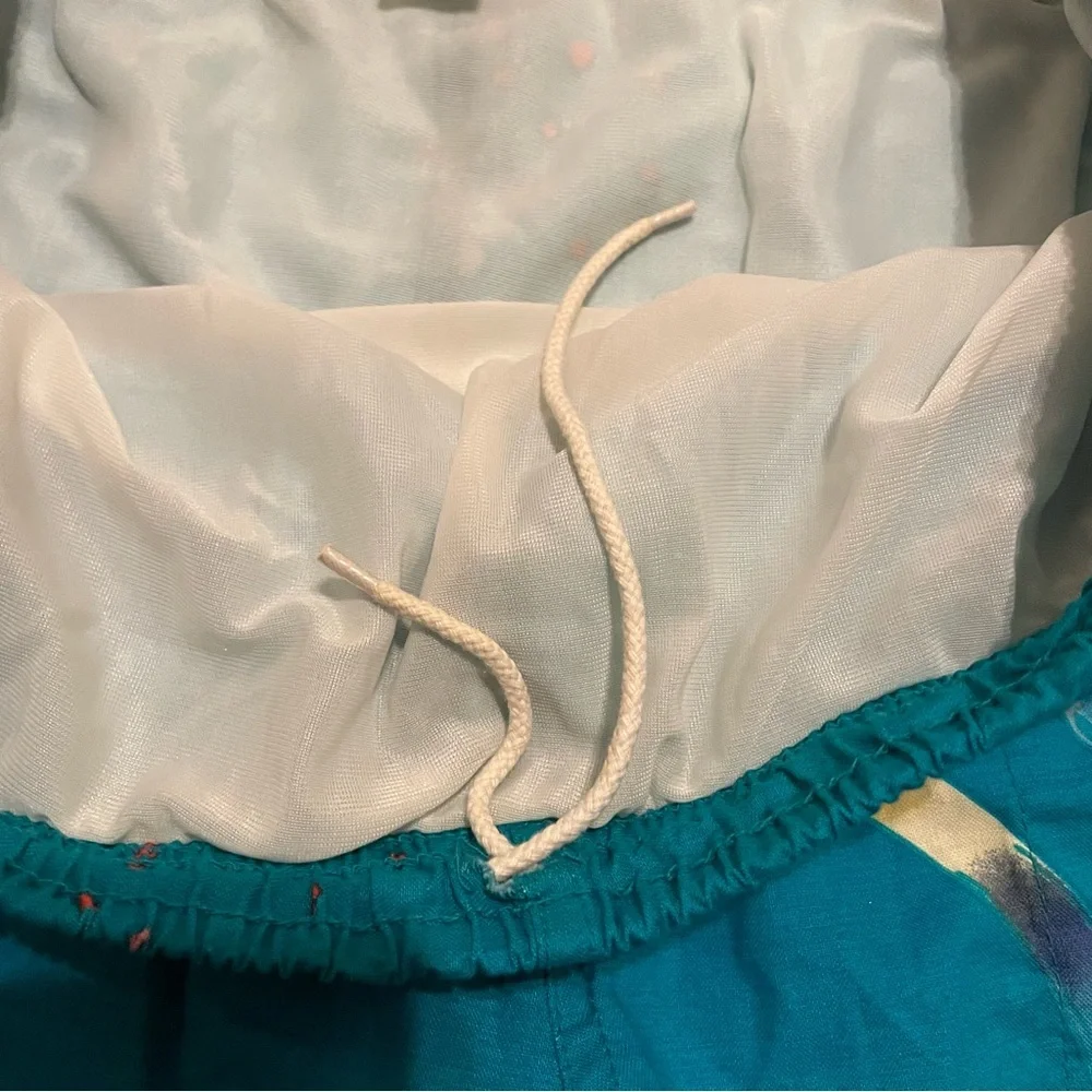 OP Blue Swim Trunks with Elastic Waistband and Aquatic Design